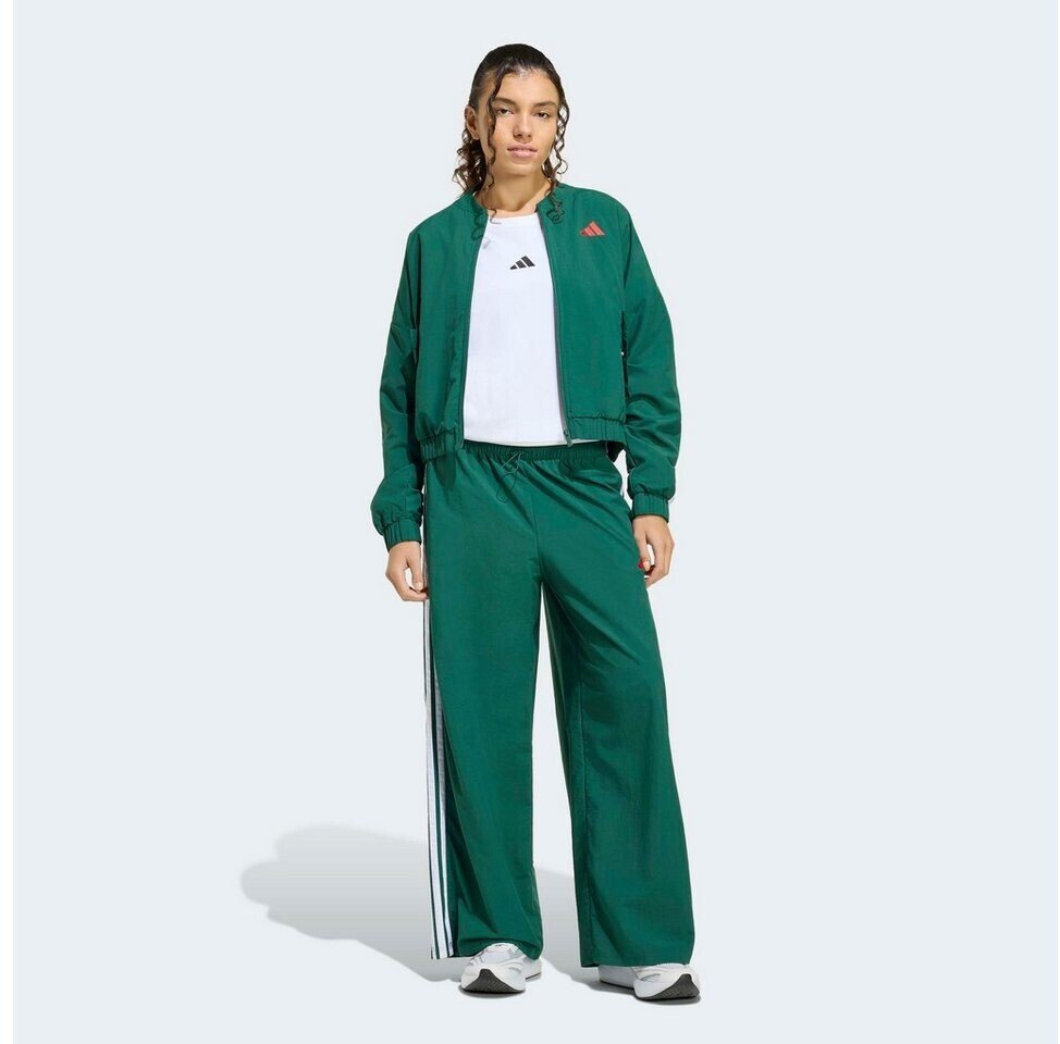 adidas-essentials-windbreaker-3-stripes-woven-loose-fit-kd9484-team-dark-green-white KD9484 ADIDAS ESSENTIALS 3S - immagine 1